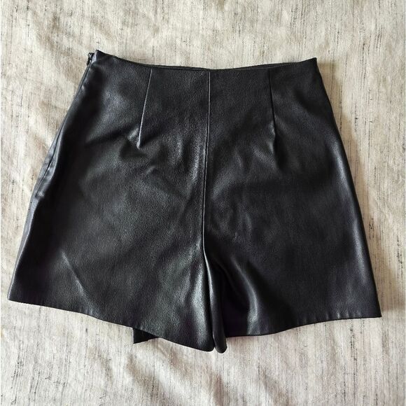 Zara Black Vegan Leather Mini Skort - Picture 4 of 5